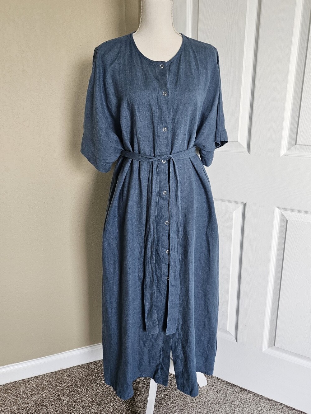 LinenFox - Athiec Linen Dress - Stellar Blue - XS